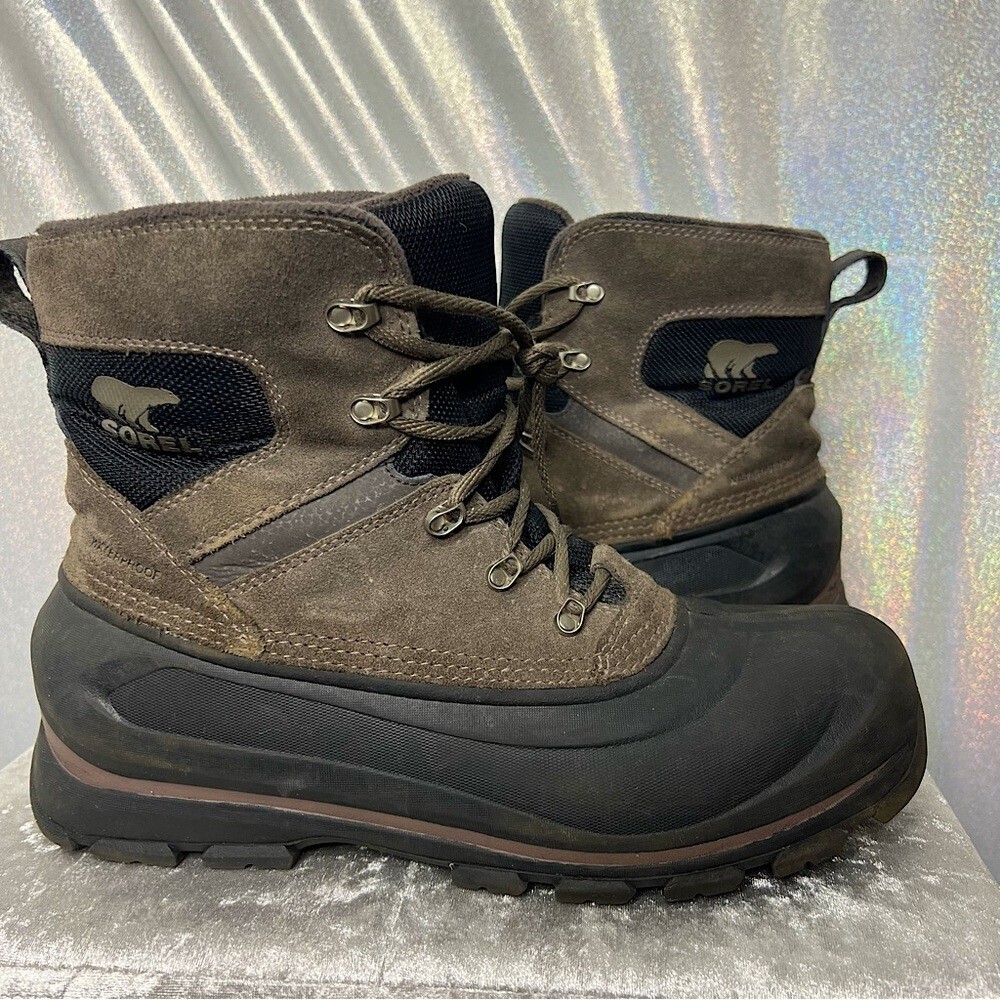 Sorel winter boots brown black waterproof cold weather snow outdoors hiking